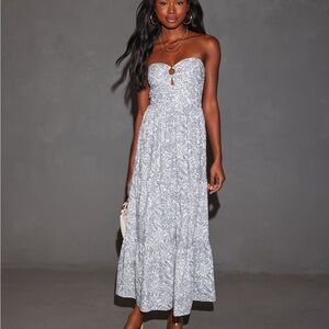 Floral Tiered Strapless Maxi Dress